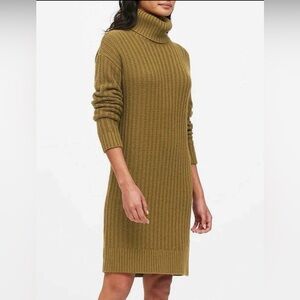 Banana Republic cable rib turtle neck olive green Knit Sweater S